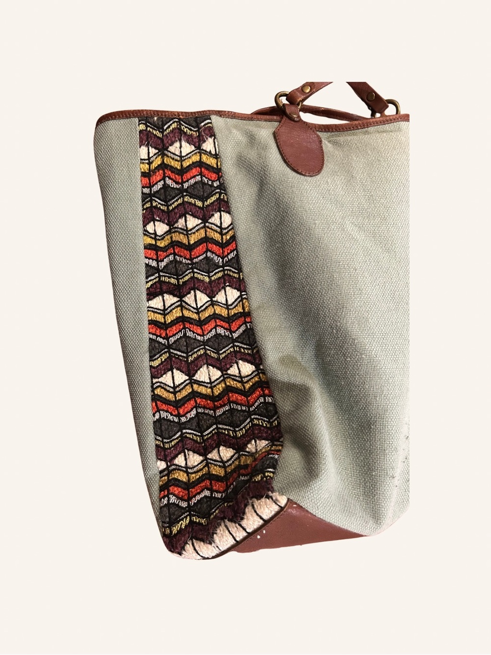 Anthropologie Jasper & Jeers Beaded Bird Tote Bag Leather Handles - Picture 10 of 12